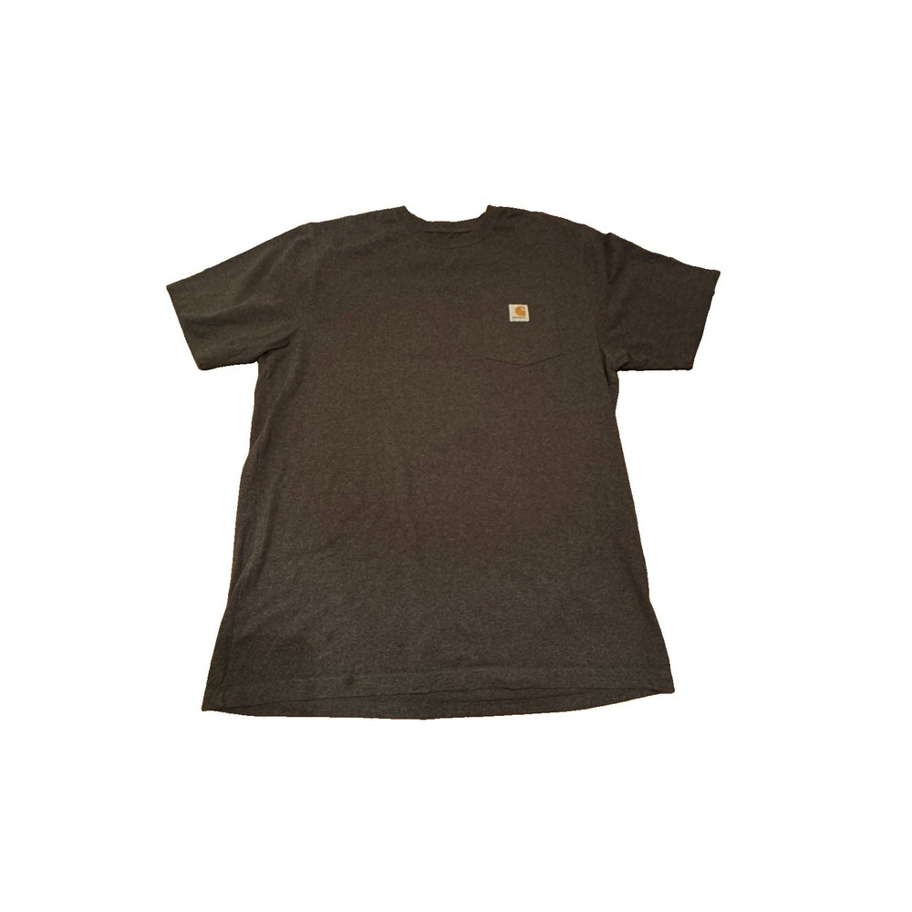 Carhartt K87 Heather Charcoal Grey Loose Fit Workwear Pocket Tee Shirt L TALL